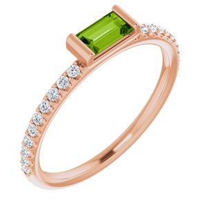 14K Rose Gold Natural Peridot & 1/6 CTW Natural Diamond Stackable Ring