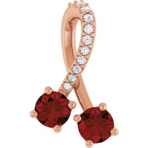 14K Rose Gold Natural Mozambique Garnet & .05 CTW Natural Diamond Pendant