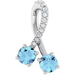 Platinum Natural Aquamarine & .05 CTW Natural Diamond Pendant