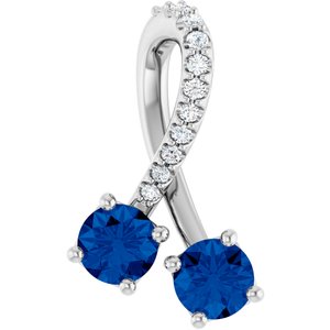 Platinum Natural Blue Sapphire & .05 CTW Natural Diamond Pendant