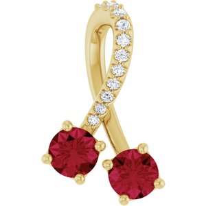 14K Yellow Gold Lab-Grown Ruby & .05 CTW Natural Diamond Pendant