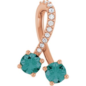 14K Rose Gold Lab-Grown Alexandrite & .05 CTW Natural Diamond Pendant