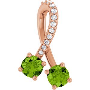 14K Rose Gold Natural Peridot & .05 CTW Natural Diamond Pendant