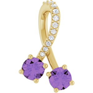 14K Yellow Gold Natural Amethyst & .05 CTW Natural Diamond Pendant