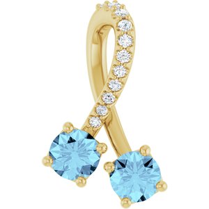 14K Yellow Gold Natural Aquamarine & .05 CTW Natural Diamond Pendant