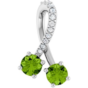 14K White Gold Natural Peridot & .05 CTW Natural Diamond Pendant