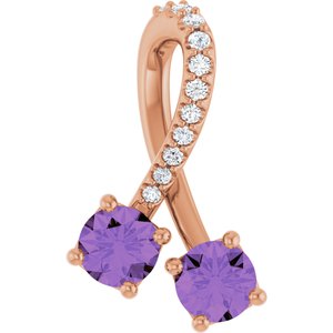 14K Rose Gold Natural Amethyst & .05 CTW Natural Diamond Pendant