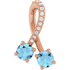 14K Rose Gold Natural Aquamarine & .05 CTW Natural Diamond Pendant