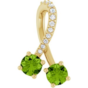 14K Yellow Gold Natural Peridot & .05 CTW Natural Diamond Pendant