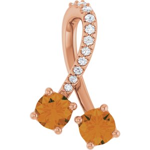 14K Rose Gold Natural Citrine & .05 CTW Natural Diamond Pendant