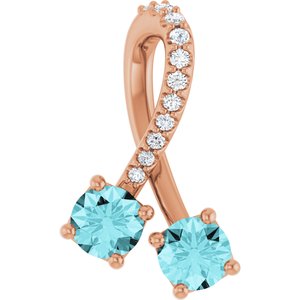 14K Rose Gold Natural Blue Zircon & .05 CTW Natural Diamond Pendant