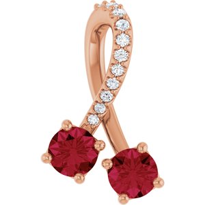 14K Rose Gold Lab-Grown Ruby & .05 CTW Natural Diamond Pendant