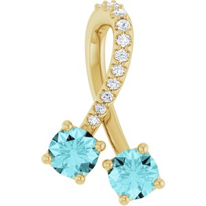 14K Yellow Gold Natural Blue Zircon & .05 CTW Natural Diamond Pendant