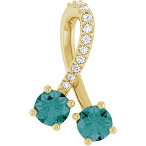 14K Yellow Gold Lab-Grown Alexandrite & .05 CTW Natural Diamond Pendant