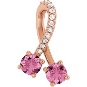 14K Rose Gold Natural Pink Tourmaline & .05 CTW Natural Diamond Pendant