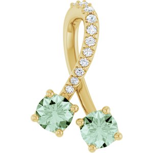 14K Yellow Gold Lab-Grown Alexandrite & .05 CTW Natural Diamond Pendant
