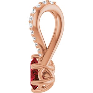 14K Rose Gold Natural Mozambique Garnet & .05 CTW Natural Diamond Pendant