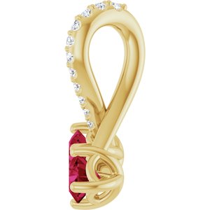14K Yellow Gold Natural Ruby & .05 CTW Natural Diamond Pendant