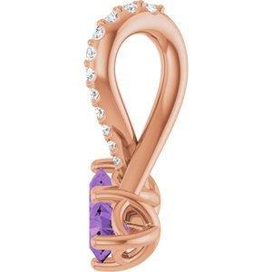 14K Rose Gold Natural Amethyst & .05 CTW Natural Diamond Pendant