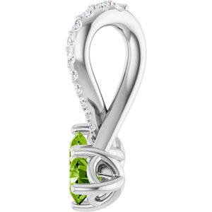 Sterling Silver Natural Peridot & .05 CTW Natural Diamond Pendant