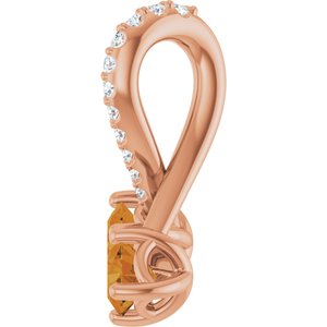14K Rose Gold Natural Citrine & .05 CTW Natural Diamond Pendant