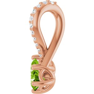 14K Rose Gold Natural Peridot & .05 CTW Natural Diamond Pendant