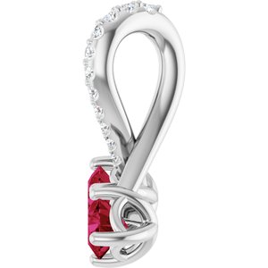 Platinum Natural Ruby & .05 CTW Natural Diamond Pendant