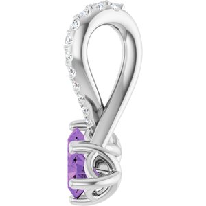 Sterling Silver Natural Amethyst & .05 CTW Natural Diamond Pendant