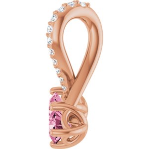 14K Rose Gold Natural Pink Tourmaline & .05 CTW Natural Diamond Pendant