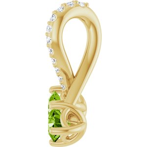 14K Yellow Gold Natural Peridot & .05 CTW Natural Diamond Pendant