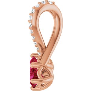 14K Rose Gold Lab-Grown Ruby & .05 CTW Natural Diamond Pendant