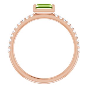 14K Rose Gold Natural Peridot & 1/6 CTW Natural Diamond Stackable Ring