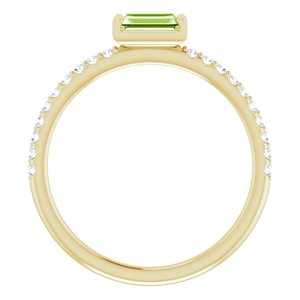 14K Yellow Gold Natural Peridot & 1/6 CTW Natural Diamond Stackable Ring