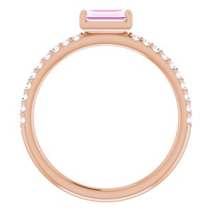 14K Rose Gold Natural Pink Sapphire & 1/6 CTW Natural Diamond Stackable Ring