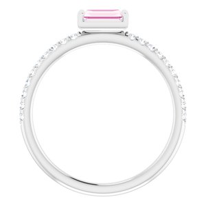 Platinum Natural Pink Sapphire & 1/6 CTW Natural Diamond Stackable Ring