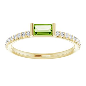 14K Yellow Gold Natural Peridot & 1/6 CTW Natural Diamond Stackable Ring