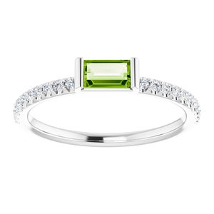 Sterling Silver Natural Peridot & 1/6 CTW Natural Diamond Stackable Ring