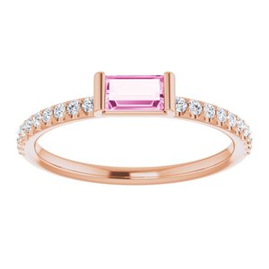 14K Rose Gold Natural Pink Sapphire & 1/6 CTW Natural Diamond Stackable Ring