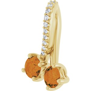 14K Yellow Gold Natural Citrine & .05 CTW Natural Diamond Pendant