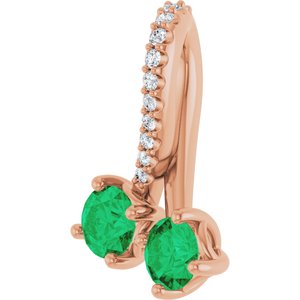 14K Rose Gold Lab-Grown Emerald & .05 CTW Natural Diamond Pendant