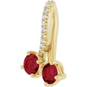 14K Yellow Gold Lab-Grown Ruby & .05 CTW Natural Diamond Pendant