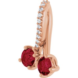 14K Rose Gold Lab-Grown Ruby & .05 CTW Natural Diamond Pendant