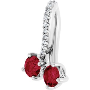 14K White Gold Natural Ruby & .05 CTW Natural Diamond Pendant