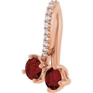 14K Rose Gold Natural Mozambique Garnet & .05 CTW Natural Diamond Pendant