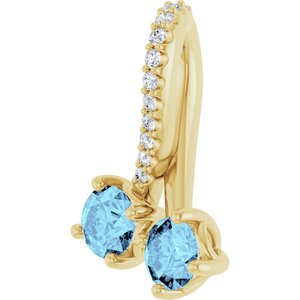 14K Yellow Gold Natural Aquamarine & .05 CTW Natural Diamond Pendant