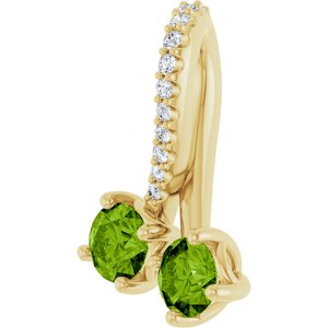 14K Yellow Gold Natural Peridot & .05 CTW Natural Diamond Pendant
