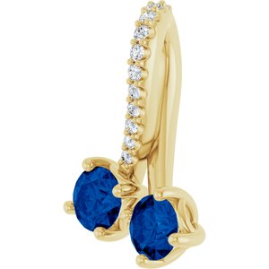 14K Yellow Gold Natural Blue Sapphire & .05 CTW Natural Diamond Pendant