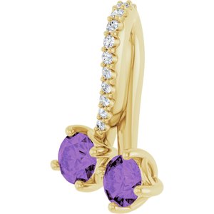 14K Yellow Gold Natural Amethyst & .05 CTW Natural Diamond Pendant