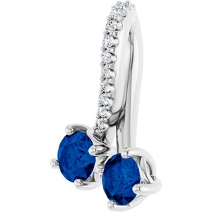 14K White Gold Lab-Grown Blue Sapphire & .05 CTW Natural Diamond Pendant