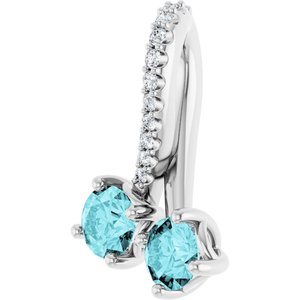 14K White Gold Natural Blue Zircon & .05 CTW Natural Diamond Pendant